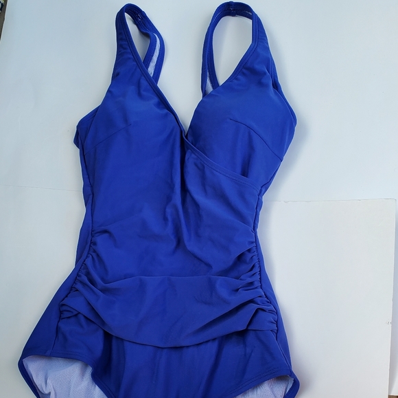 Boden Swim Boden Ruched Blue Swimsuit Sz 4 Poshmark